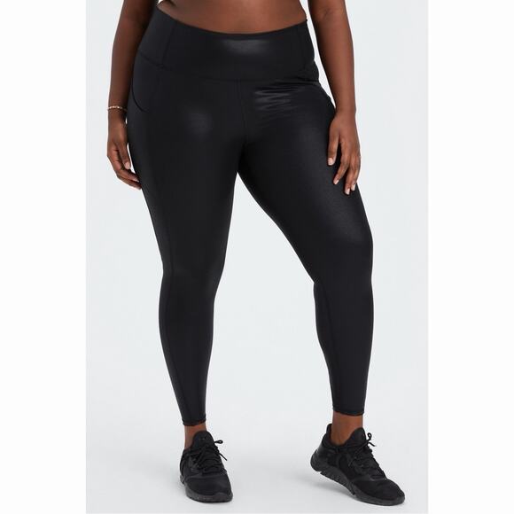 Fabletics Pants - NWT Fabletics Oasis PureLuxe High Waisted Black Fog Foil Leggings